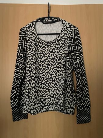 Street one Shirt langarm Gr 42 schwarz/ weiss