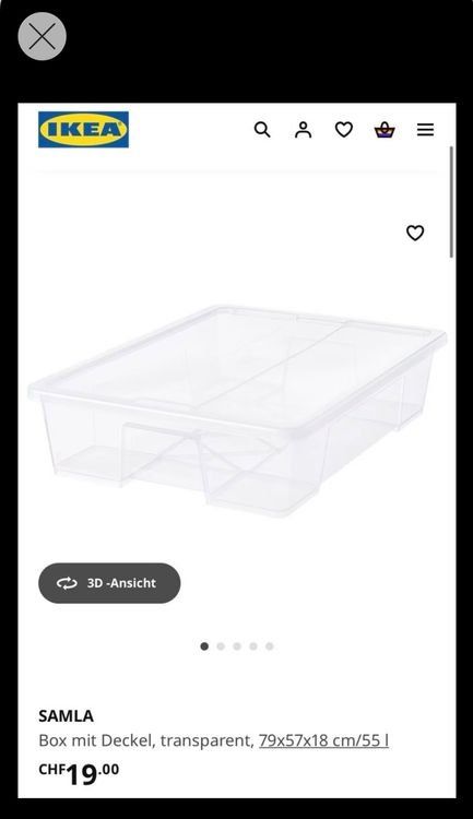 Ikea Contenitori & Simili: SAMLA Box mit Deckel, transparent, 79x57x18 cm/55 l – Nuovo (secondo la descrizione) da Pfäffikon ZH venduto da thf_rqs2