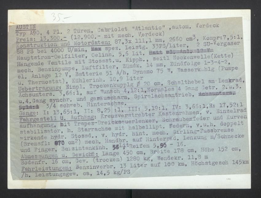 Fotografie & Manifesti: Fotografie Auto Austin A90 Cabriolet Atl – Usato da Berlin venduto da bartko-reher 1