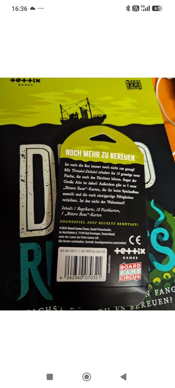 Giochi: Deep Regrets plus Tentakel Debakel Mini-Erweiterung – Usato da AEUGSTERTAL venduto da MarcAltherr 3