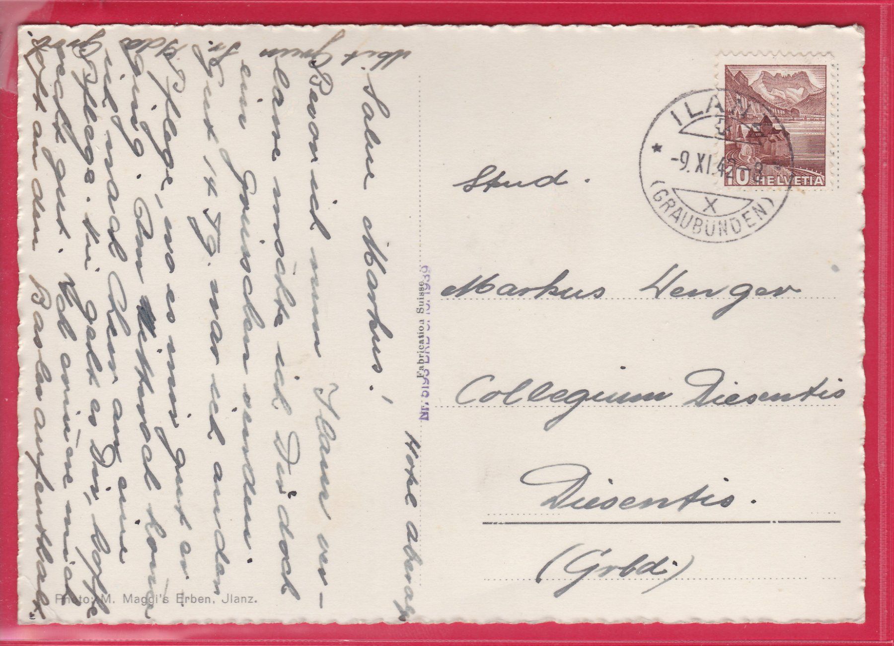 Cartoline postali: GLION (JLANZ)9.11.1942 – Usato da Oberrieden venduto da Gebirgsstelze 1