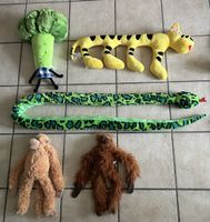Plüschtier-Set: Broccoli, Schlange, Tiger, Affen