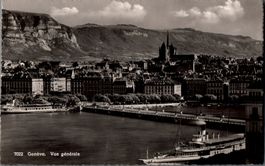 Genf mit Schiffen und Alpenblick, ca. 1940, TOP
