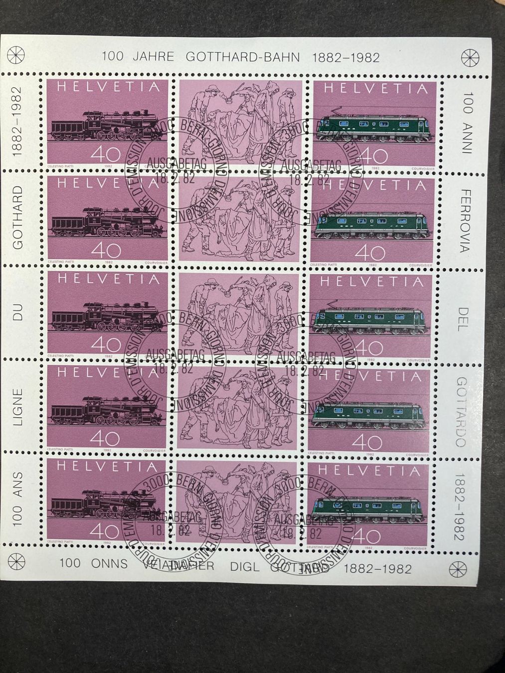 Tutti i francobolli: Schweiz 1982 100 J.Gotthardbahn Bogen mit Ersttagsstempel – Nuovo (secondo la descrizione) da Liestal venduto da schnueps