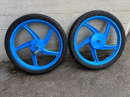 Mofa (Bananenfelg) Hinter/Vorder Felge blau für Piaggio 17““