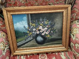 Antike Blumenstillleben Ölgemälde