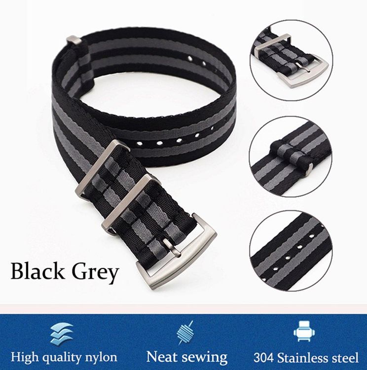 Bracelet de montre NATO 20mm noir nylon - La Boite a Montres