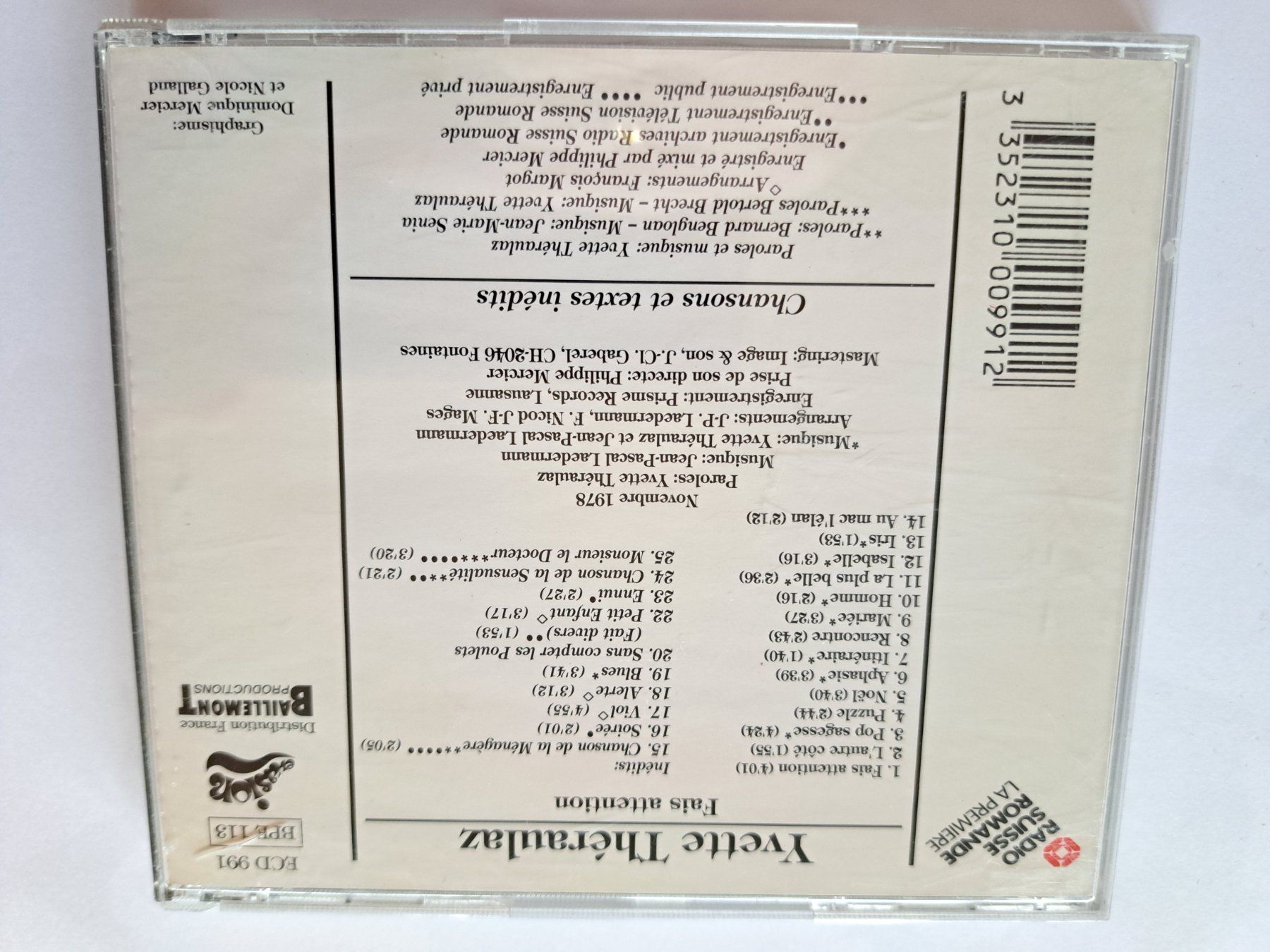 CD: Cd Yvette Théraulaz - Fais Attention  – Usato da Pully venduto da bro_n52j 1