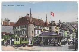 Ancienne carte postale Neuchâtel - Place Pury