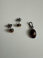 Schmuck Set (Ohrstecker + Anhänger) aus Bernstein