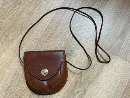 Petit sac bandoulière vintage marron cuir Made in Italy 