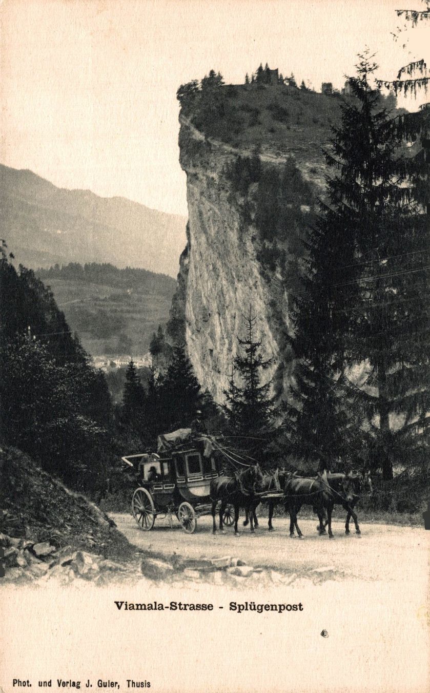 Cartoline postali: Viamala - Strasse. Postkutsche der Splügenpost – Usato da Bronschhofen venduto da Astore