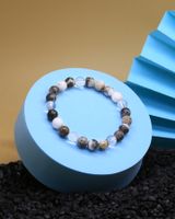 Elastisches Armband aus Dendritenachat und Bergkristall