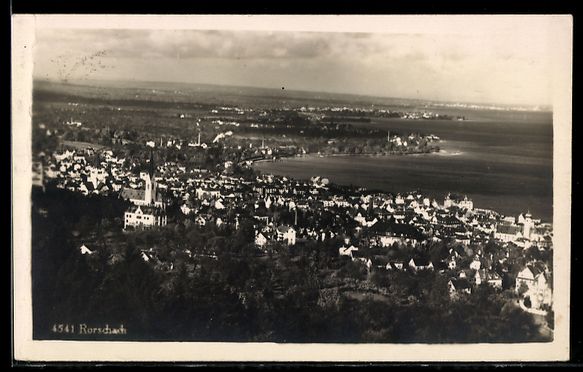 Cartoline postali: AK Rorschach, Panoramaansicht am See – Usato da Berlin venduto da bartko-reher