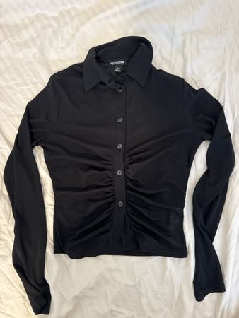 PrettyLittleThing Bluse schwarz gerafft Grösse S neuwertig