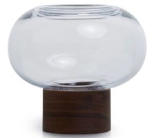 Elegante Blumenvase, Glasvase mit Holzfuss, Neu & OVP, LSA
