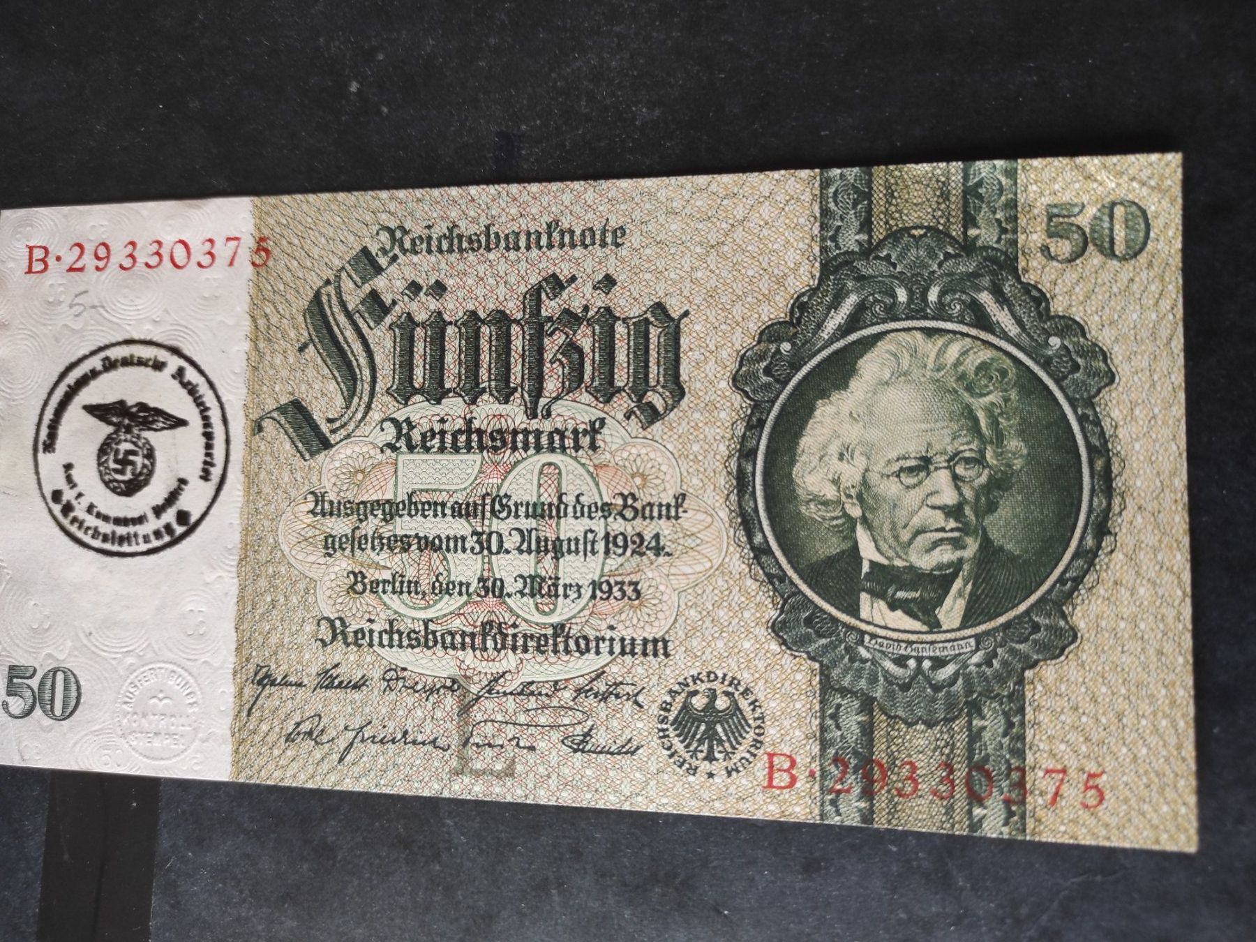 Banknoten: 50 reichsmark 1933 – Gebraucht aus Couvet von lulul