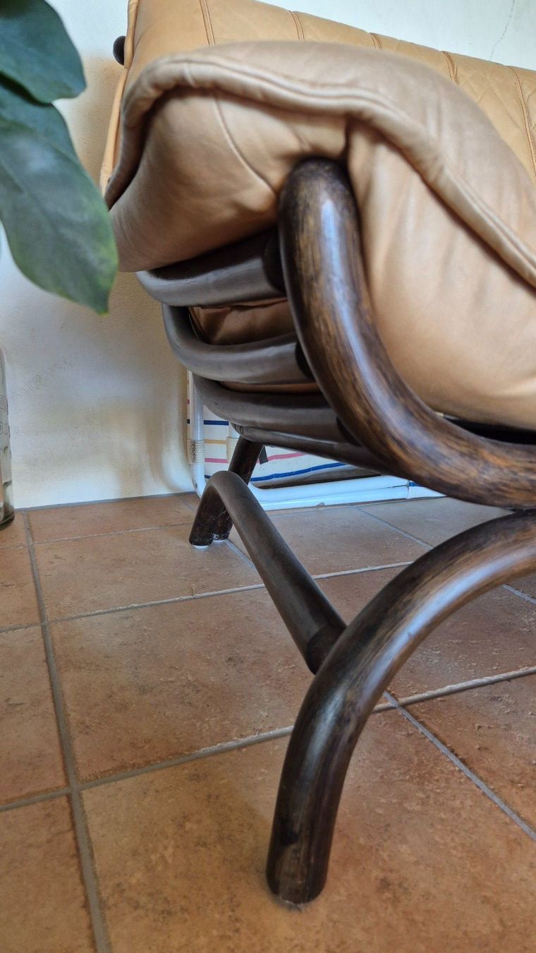 Sofas: Leder-Rattan Sitzgarnitur – Gebraucht aus Neftenbach von Nefti 1