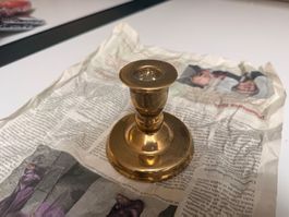 Kerzenständer Keramik Gold 20,4cm guter Zustand 3 Stück