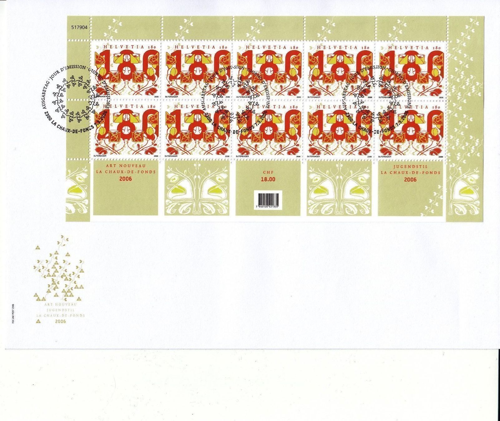 Tutti i francobolli: SBK 1190-1191 Kleinbogen FDC mit ET, Kat. 130.- – Usato da Bürglen TG venduto da StampGraf 1