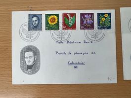 2 enveloppes 1960 et 1961