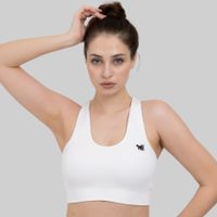 Damen Sport BH High Support Nahtlos Weiss XL Fitness YAKWARY