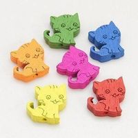 Holzperlen Katze Bunt 20Stück