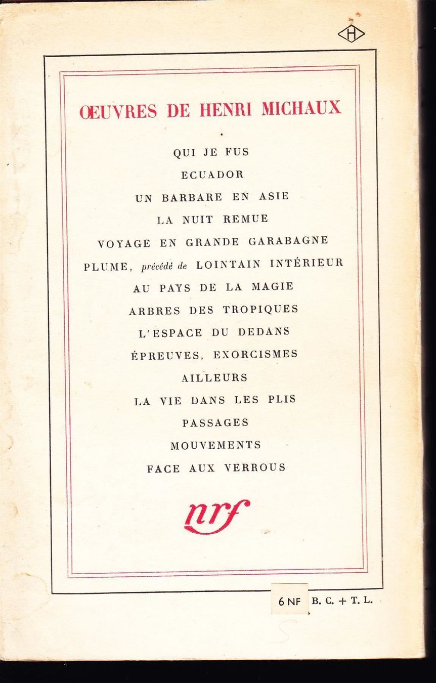 Bücher: Henri Michaux - Plume % – Gebraucht aus Nunningen von mercury-for-books 1