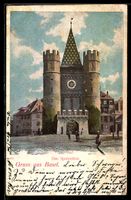 AK Basel, Passanten am Spalenthor, 1901