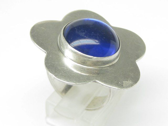 Anelli: Vintage Ring Silber 800 CHG blauer Stein Blume Gr. 55 – Usato da Ermatingen venduto da Decovin 3