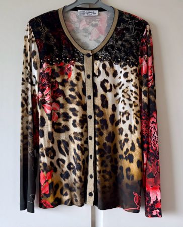 Damen-Cardigan, Blumenmotiv und Animal Print, Marie Claire