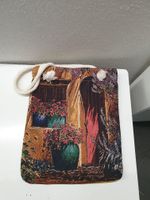 Tasche mit Blumenmuster und Seilgriffe, neu und Handarbeit