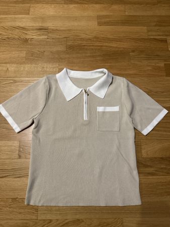 Sommerliches Polo Shirt, beige mit Reisverschluss, Gr. S