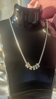 Collana acciaio inox color argento con elementi strass nuovo