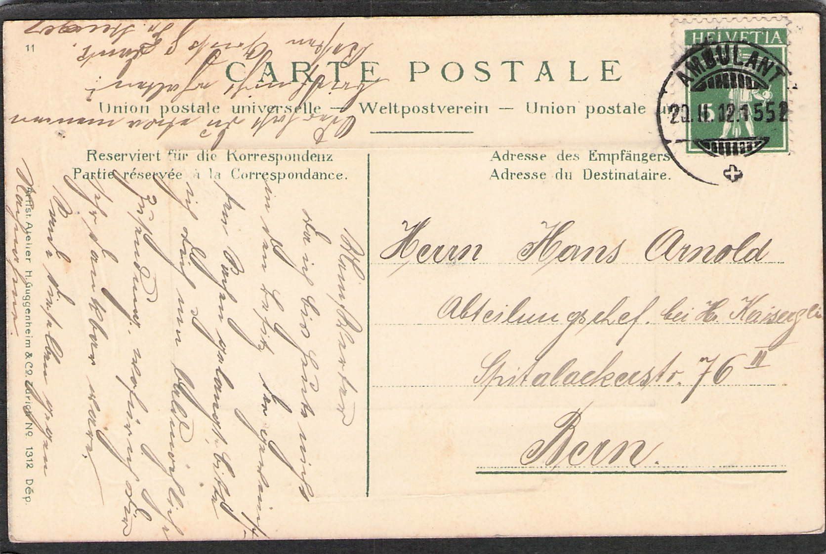 Cartoline postali: ^Delemont JU , 1912 – Usato da Reichenburg venduto da Pipo-67 1