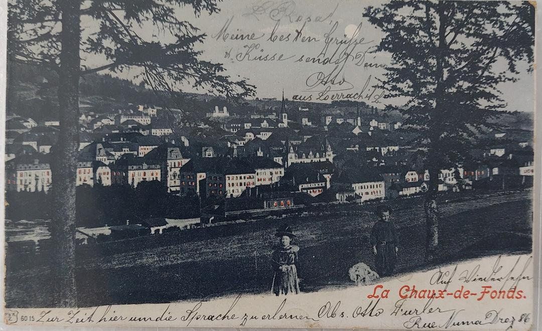 Cartoline postali: LA CHAUX-DE-FONDS   de nuit  -  1903 – Usato da Delémont venduto da Domdom1