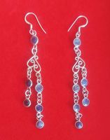 Orecchini lunghi in argento 925 con zaffiro