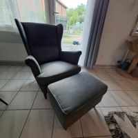 Sessel mit Hocker dunkelgrau