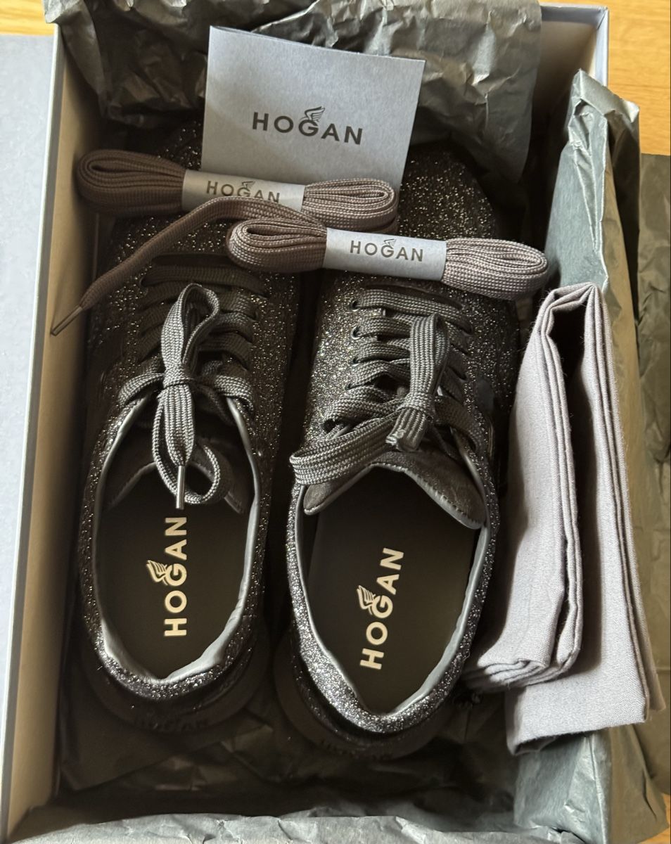 Hogan Scarpe da donna: Hogan Sneaker Gr. 38 Glitzer Schwarz, Neu! – Nuovo e nell'imballaggio originale da Aesch BL venduto da Micimacko-4 6