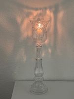 2-teiliges Kristall-Windlicht / Hurricane Leuchte (Vintage)