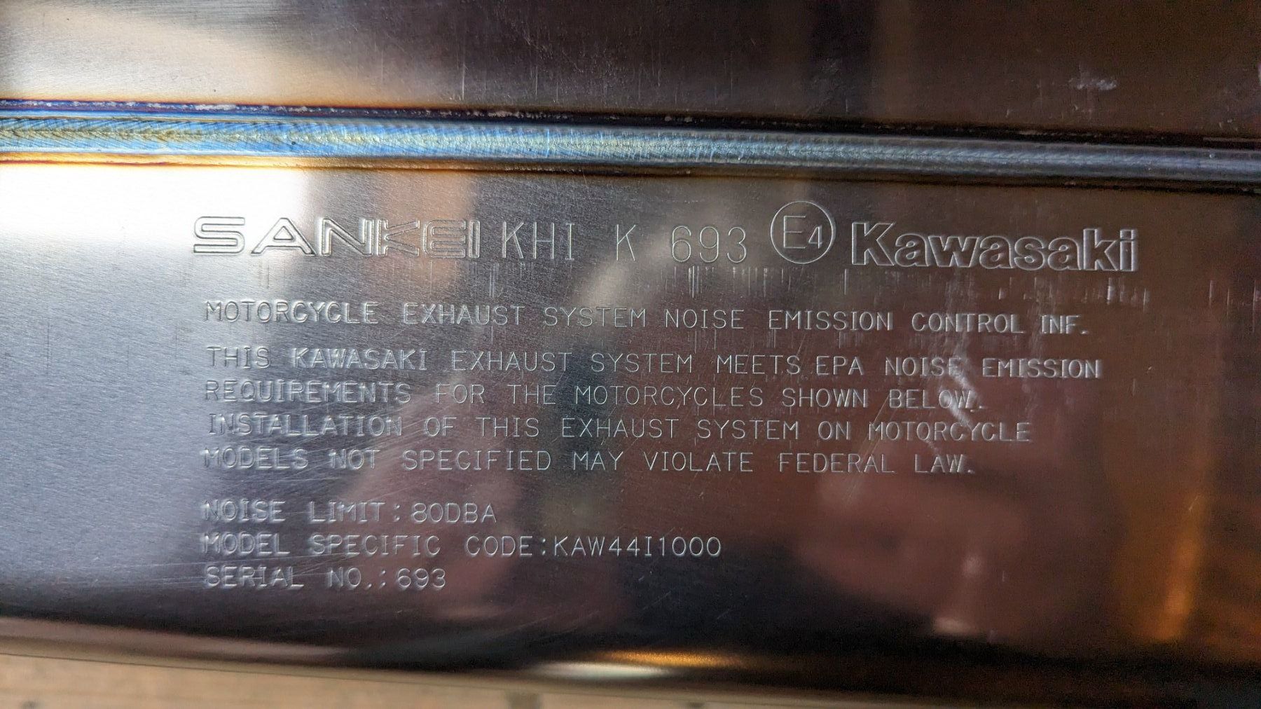 Kawasaki Sistemi di scarico: Kawasaki 1000SX Original Auspuff – Usato da Winterthur venduto da Miwok 6