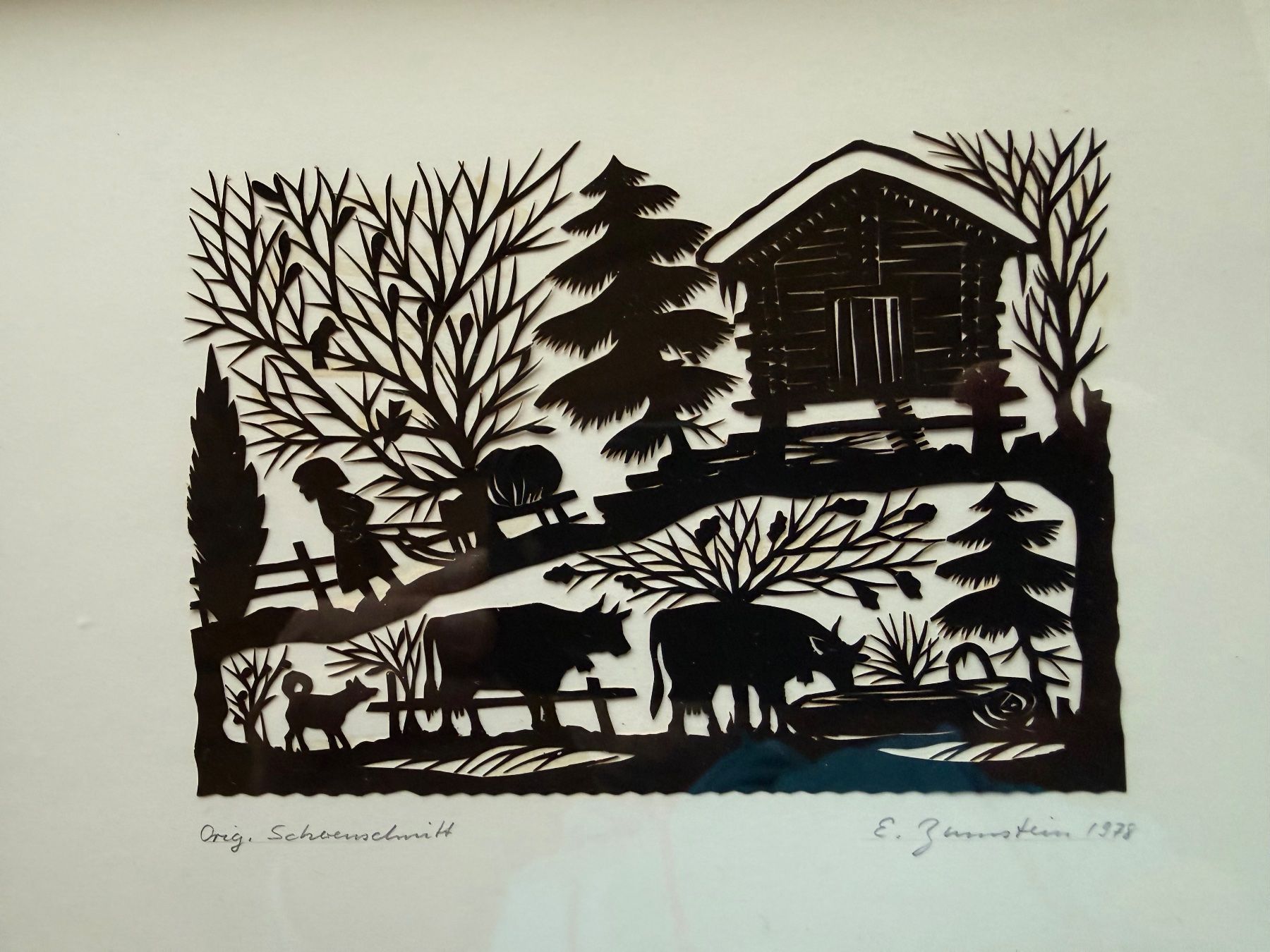 Grafica & Litografie: Alter Schweizer Scherenschnitt / Elisabeth Zumstein 1978 – Usato da Sils im Domleschg venduto da schulti74