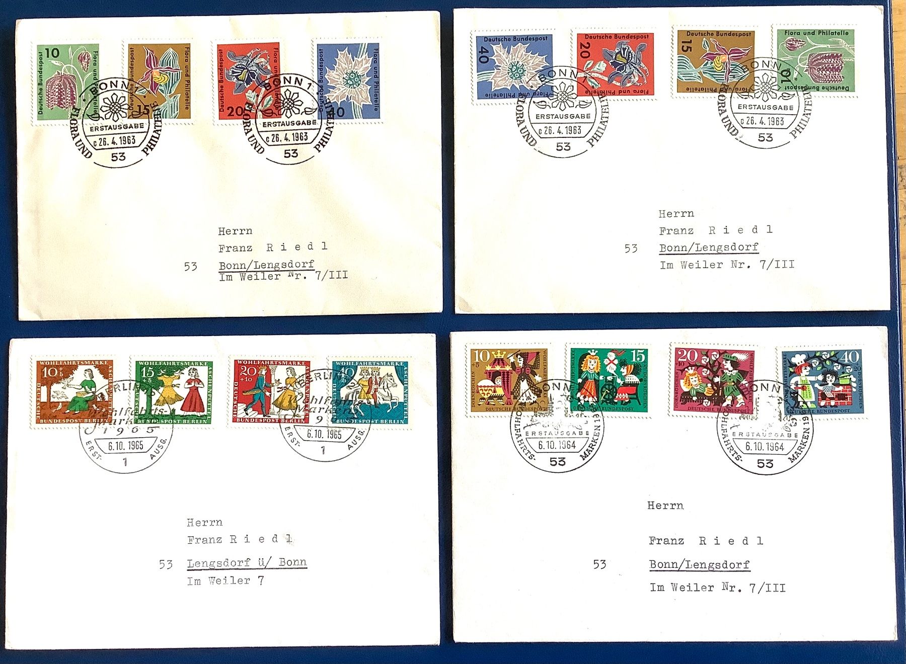 Alle Briefmarken: 1963 - Deutschland - FDC / Blumen - Märchen – Gebraucht aus Liestal von Skunk02