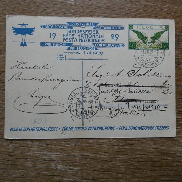 Tutti i francobolli: 4 Bundesfeierkarten mit FLUGPOST  / siehe 9 Bilder – Usato da Egliswil venduto da Trens01 2