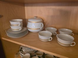 Suppengeschirr Set Langenthal Suisse Gold Weiss