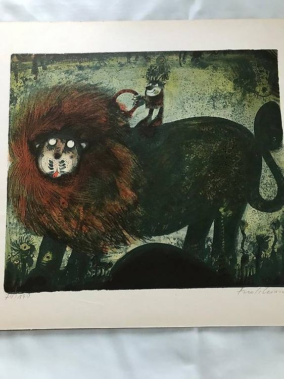 Lithographie 'Löwe' von Elso Schiavo 3