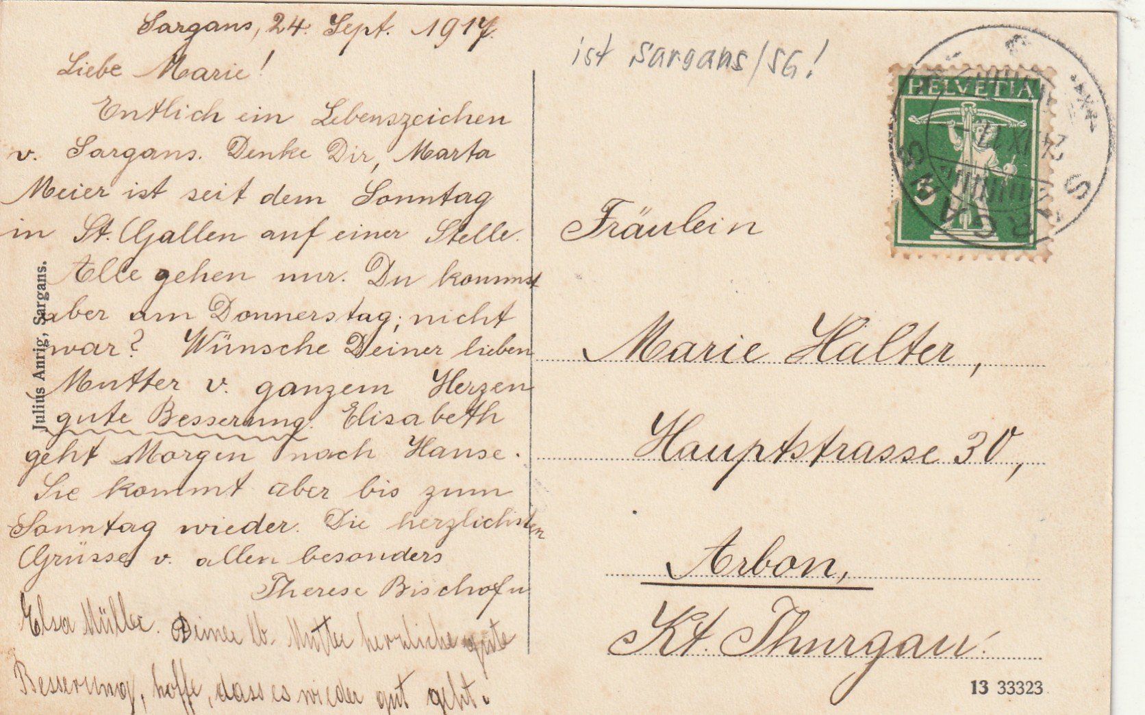 Ansichtskarten: Sargans Broderhaus – Gebraucht aus Rorschacherberg von fratovi2 1