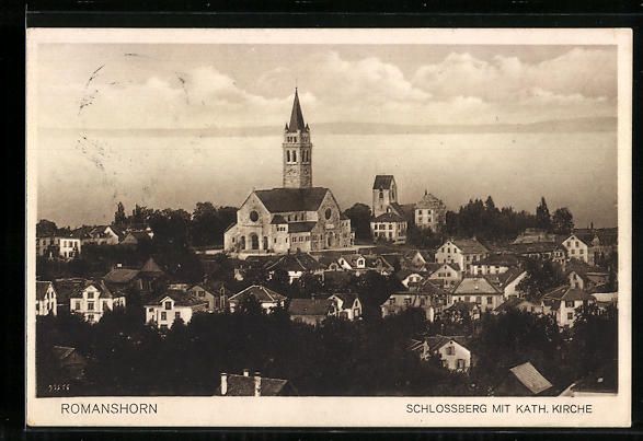 Cartoline postali: Romanshorn, Schlossberg mit Kath. Kirche – Usato da Berlin venduto da bartko-reher