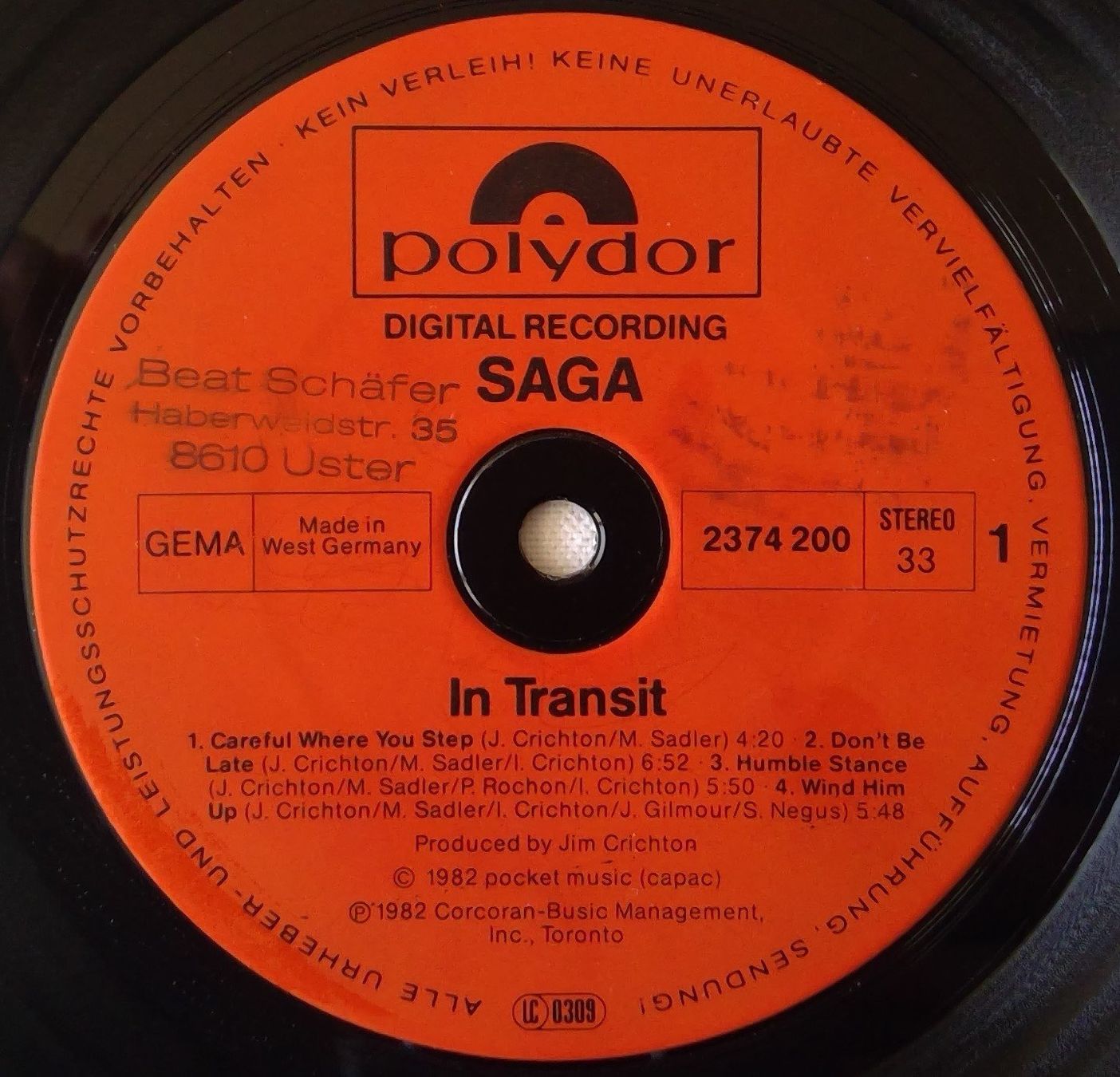 Dischi in vinile: Saga – In Transit - LP - 1982 - First Press – Usato da Uster venduto da Zardodel 4