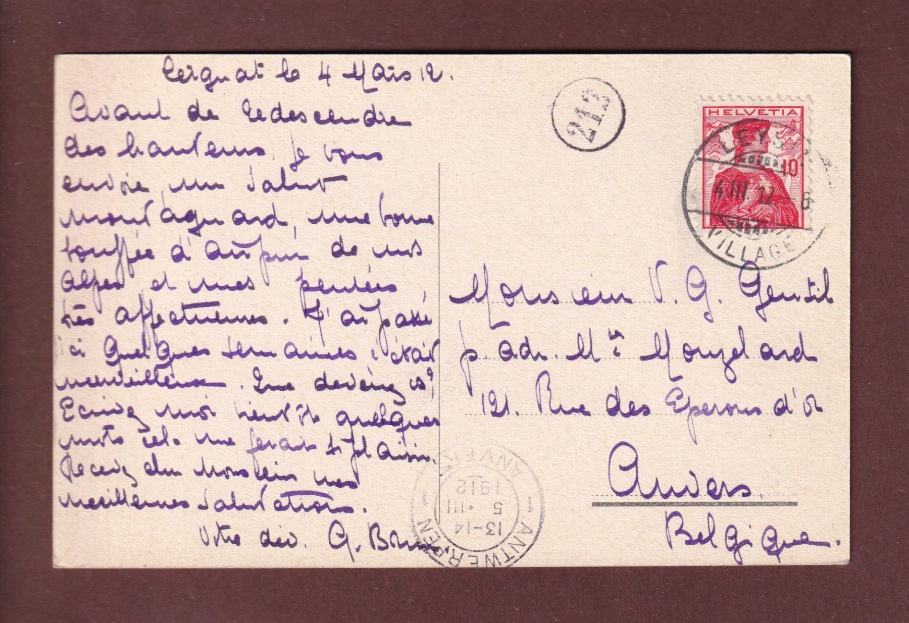 Cartoline postali: LAC LIOSON - 1912 – Usato da Pully venduto da nicecards 1